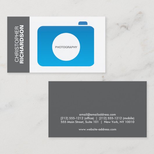 BLAUW/GRIJS CAMERA LOGO Visitekaartje (Voorkant / Achterkant)
