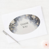 Blauw Grijs Celestiaal Bloem Bruiloft Ovale Sticker (Envelop)