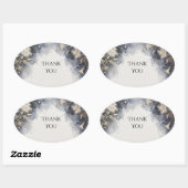 Blauw Grijs Celestiaal Bloem Bruiloft Ovale Sticker (Vel)