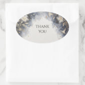 Blauw Grijs Celestiaal Bloem Bruiloft Ovale Sticker (Tas)