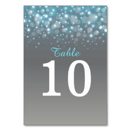 Blauw grijs champagne bubbels Trouwtafel nummers Kaart