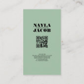 Blauw Grijs Checkerboard Patroon QR Code Handgemaa Visitekaartje (Achterkant)