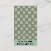 Blauw Grijs Checkerboard Patroon QR Code Handgemaa Visitekaartje (Voorkant)