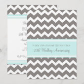 Blauw Grijs Chevron 25ste verjaardagsuitnodiging Kaart (Voorkant / Achterkant)