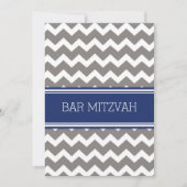 Blauw Grijs Chevron Bar Mitswa Uitnodigingen (Voorkant)