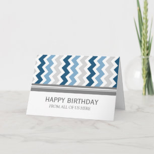 Blauw Grijs Chevron Business van de Verjaardag van Kaart
