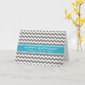 Blauw Grijs Chevron Business van de Verjaardag van Kaart (Gele Bloem)