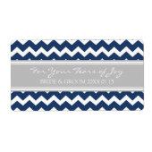 Blauw Grijs Chevron Cry Pakket Bruiloft Labels (Voorkant)