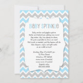 Blauw Grijs Chevron Jongen Baby Sprinkle Kaart (Voorkant)