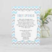Blauw Grijs Chevron Jongen Baby Sprinkle Kaart (Staand voorkant)