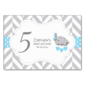 Blauw & Grijs Chevron Olifant - HZ Tafel Kaart (Achterkant)