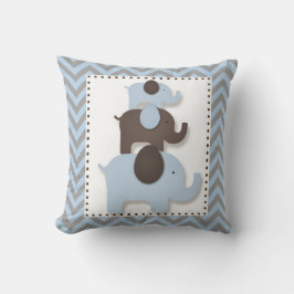 Blauw & Grijs Chevron Olifant Kussen