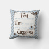 Blauw & Grijs Chevron Olifantkussen Kussen (Achterkant)