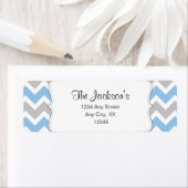 Blauw Grijs Chevron retour adres of douche gunst Etiket (Insitu)