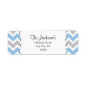 Blauw Grijs Chevron retour adres of douche gunst Etiket (Voorkant)
