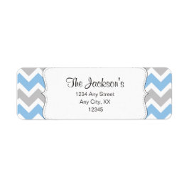 Blauw Grijs Chevron retour adres of douche gunst Etiket