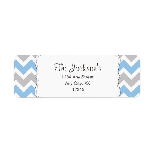 Blauw Grijs Chevron retour adres of douche gunst Etiket (Voorkant)