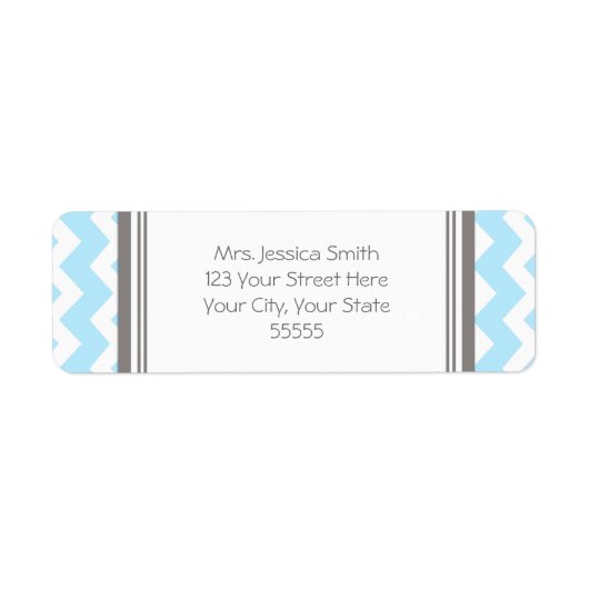 Blauw Grijs Chevrons Custom Return Adres Labels (Voorkant)