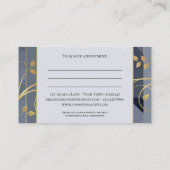 Blauw Grijs Chic Gouden Bladeren Afsprakenkaartje (Achterkant)