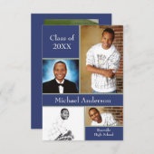 Blauw/grijs collage - 3x5 Afstuderen aankondiging (Voorkant / Achterkant)