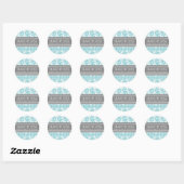 Blauw Grijs Damask Afstuderen Aangepaste Jaarnaam Ronde Sticker (Vel)