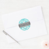 Blauw Grijs Damask Baby shower Favor Stickers (Envelop)