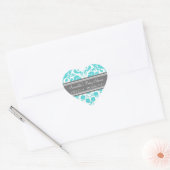 Blauw Grijs Damask Baby shower Favor Stickers (Envelop)