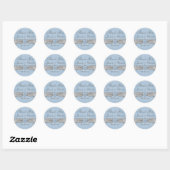  blauw, grijs Damask Wedding Favor Sticker (Vel)