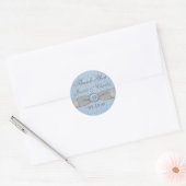  blauw, grijs Damask Wedding Favor Sticker (Envelop)