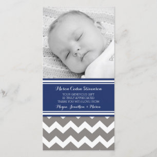 Blauw Grijs Dank Je Wel Baby Shower Fotokaarten Bedankkaart