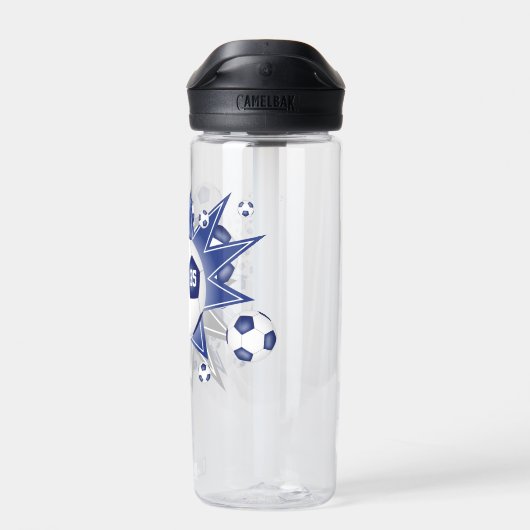 blauw grijs decor voetbal waterfles (Achterkant)