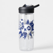 blauw grijs decor voetbal waterfles (Links)