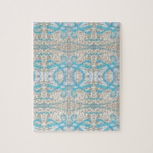 Blauw grijs decoratief graffiti-wandpatroon legpuzzel (Verticaal)