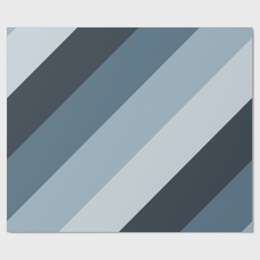 Blauw & Grijs Diagonaal Gestreept | Willekeurige l Cadeaupapier (Vlak)