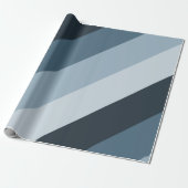 Blauw & Grijs Diagonaal Gestreept | Willekeurige l Cadeaupapier (Uitgerold)