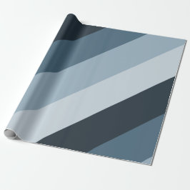 Blauw & Grijs Diagonaal Gestreept | Willekeurige l Cadeaupapier