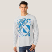 Blauw Grijs Diagonaal Vormt MCM Zuidwest-geïnspire T-shirt (Voorkant volledig)