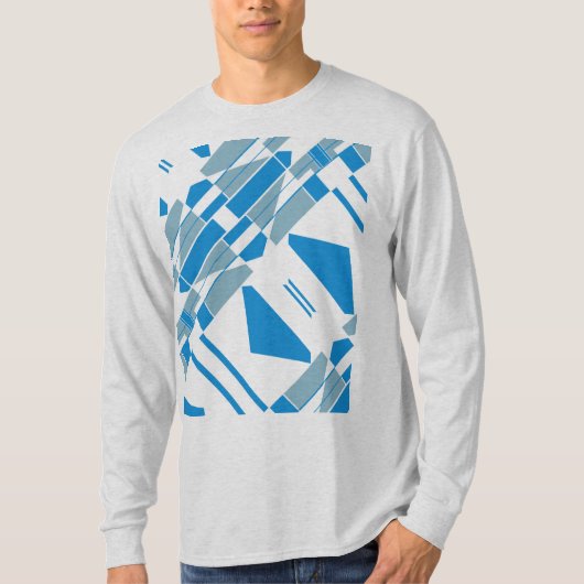 Blauw Grijs Diagonaal Vormt MCM Zuidwest-geïnspire T-shirt (Voorkant)