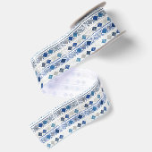 Blauw Grijs Diamant Patroon Satijnen Lint (Achterkant)