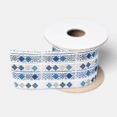 Blauw Grijs Diamant Patroon Satijnen Lint (Spoel)