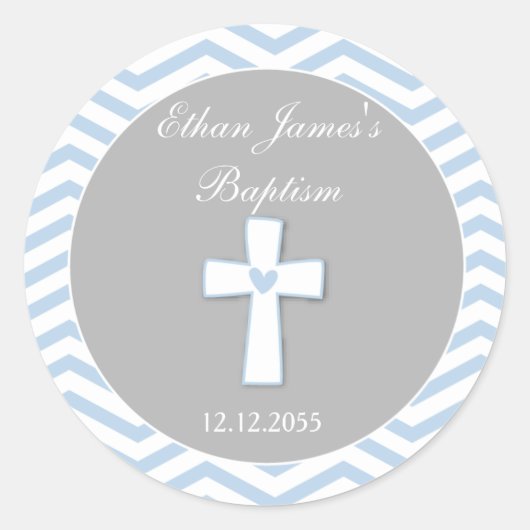 Blauw Grijs Doop Voor Stickers Labels (Voorkant)