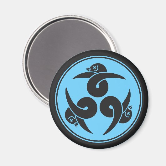  Blauw Grijs Drie Ganzen Japan Mon Oriental Magneet (Voorkant / Achterkant)