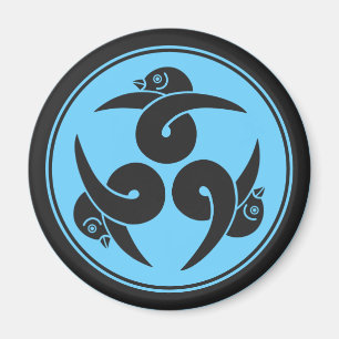 Blauw Grijs Drie Ganzen Japan Mon Oriental Magneet