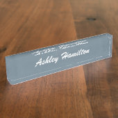 Blauw Grijs Elegant Duidelijk Leesbaar Modern Scri Naambordje (Zijkant)