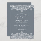 Blauw Grijs Elegant  kant Luxe bruiloft Kaart (Voorkant / Achterkant)