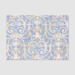  blauw grijs en beige Damask Patroon Tissuepapier