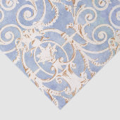  blauw grijs en beige Damask Patroon Tissuepapier (Detail)