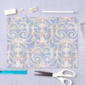 blauw grijs en beige Damask Patroon Tissuepapier (Craft)