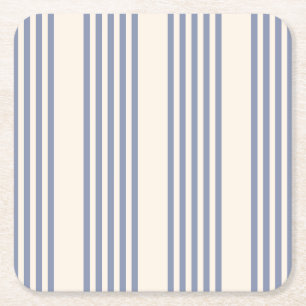 Blauw-grijs en beige vijf stripe patronen kartonnen onderzetters