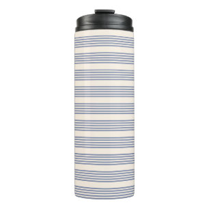 Blauw-grijs en beige vijf stripe patronen thermosbeker